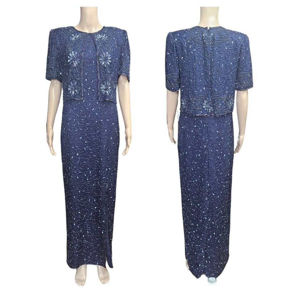Brillante Silk Beaded Vintage Night Gown Medium